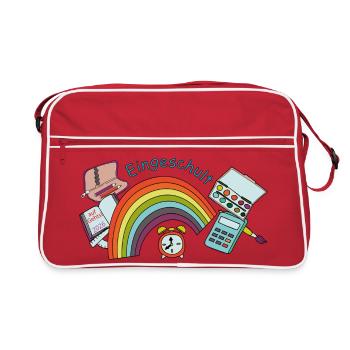 Schulstart Regenbogen  - Retro Tasche - Rot/Weiß - Vorne
