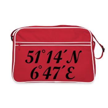 Düsseldorf Düsseldorfer Koordinaten - Retro Tasche - Rot/Weiß - Vorne