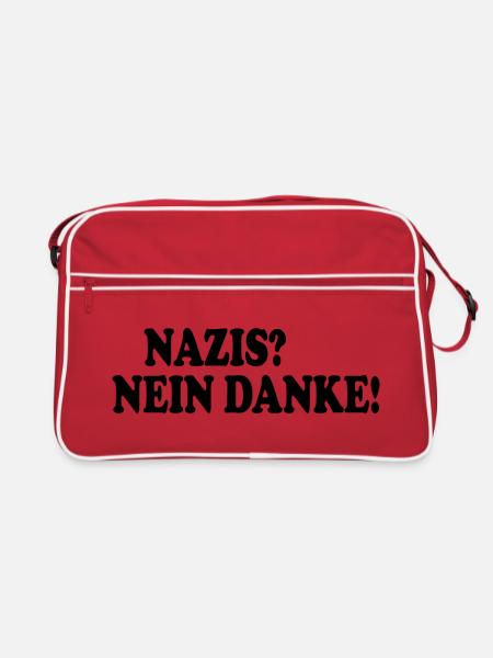 Nazis nein danke - Retro Tasche - Rot/Weiß - Vorne