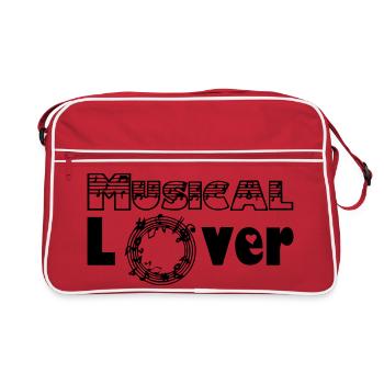 Musical Lover Musik Liebe Fan Spruch Geschenk - Retro Tasche - Rot/Weiß - Vorne