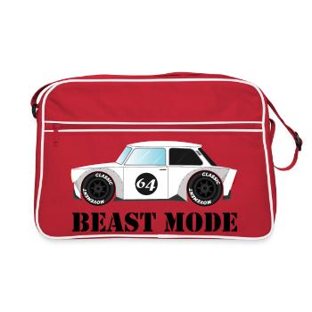 trabi Pappe Auto Klassiker Tuning - Retro Tasche - Rot/Weiß - Vorne