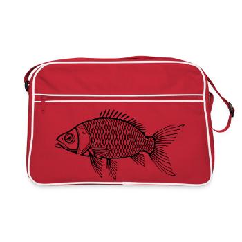 Poisson chemise poisson motif,Cadeau de vêtements de pêche - Sac Retro - rouge/blanc - Devant