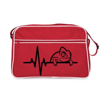Caméléon dans le battement de cœur – motif lézard - Sac Retro - rouge/blanc - Devant