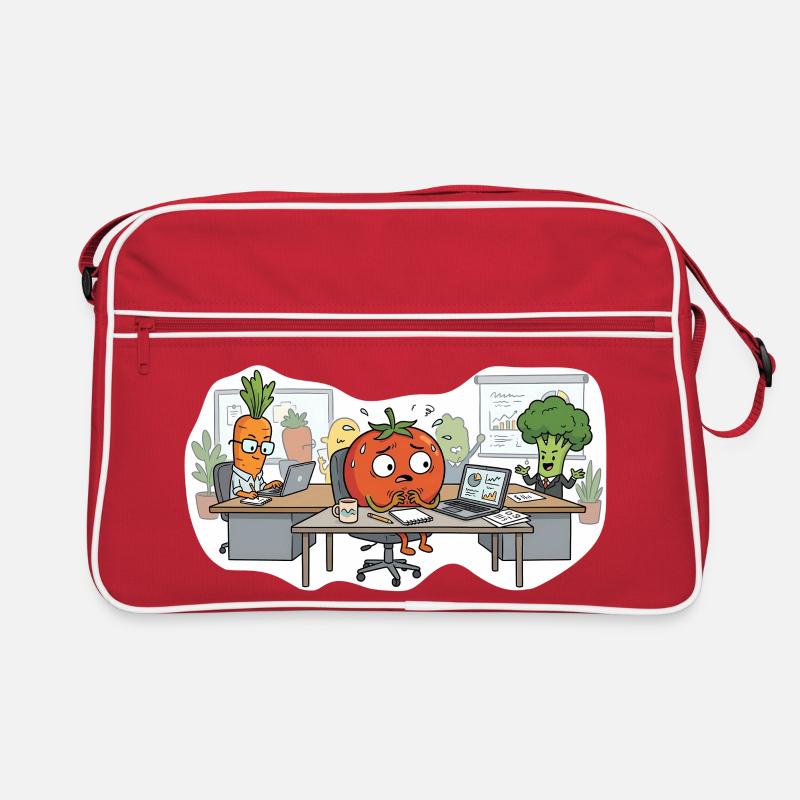 Stressed Tomato – Office Vegetables - Retro Tasche - Rot/Weiß