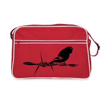 Perruche graphique noire – Black bird - Sac Retro - rouge/blanc - Devant