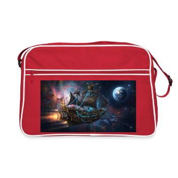 Vaisseau spatial steampunk dans l’espace profond - Sac Retro - rouge/blanc - Devant