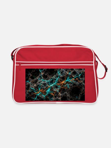 Bioluminescent Neural Network on Volcanic Stone - Retro Tasche - Rot/Weiß