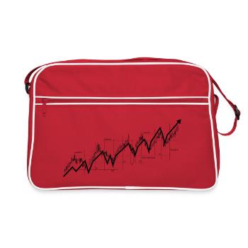 Bullish-Aktienmarkt-Trenddiagramm - Retro Tasche - Rot/Weiß - Vorne