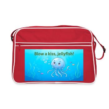 Blas einen Kuss Qualle - Retro Tasche - Rot/Weiß - Vorne