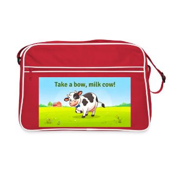 NIMM EINE VERBEUGUNG MILCHKUH - Retro Tasche - Rot/Weiß - Vorne
