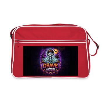 Grave Gamers Neon Skull - Retro Tasche - Rot/Weiß - Vorne