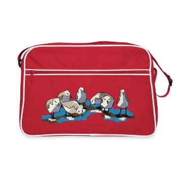 Oiseaux à Waterplas, beaux et joyeux - Sac Retro - rouge/blanc - Devant