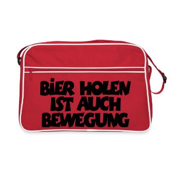 Get Beer is also movement - Retro Bag - red/white - Front