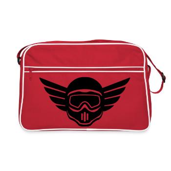 Motocross motorcycle helmet with wings - Retro Bag - red/white - Front