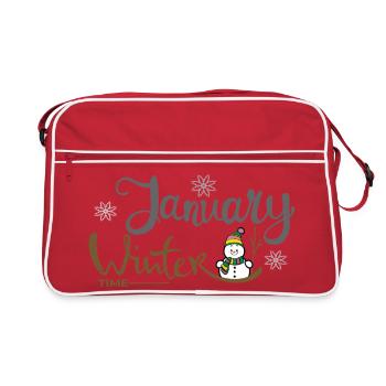 Januar Winterzeit Schneemann - Retro Tasche - Rot/Weiß - Vorne
