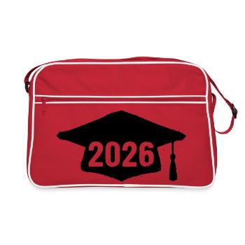 Doktorhut Abschluss 2026 Grunge - Retro Tasche - Rot/Weiß - Vorne