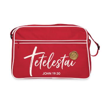 Tetelestai - Jean 19:30 - Croix de calligraphie - Sac Retro - rouge/blanc - Devant