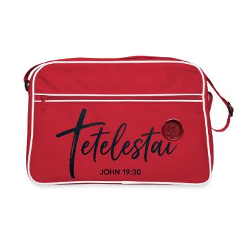 Tetelestai - John 19:30 - Calligraphy Cross - Retro Bag - red/white - Front