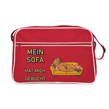 Mein Sofa hat mich gebucht - Retro Tasche - Rot/Weiß - Vorne