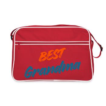 Beste Oma aller Zeiten – Retro Orange & Blue Typografie - Retro Tasche - Rot/Weiß - Vorne
