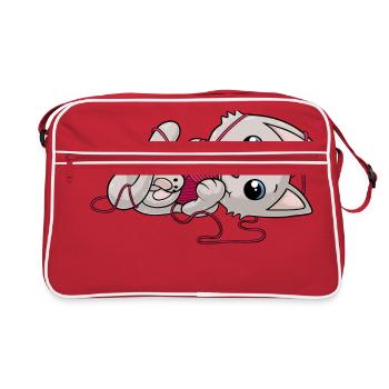 chat bande dessinée douce - Sac Retro - rouge/blanc - Devant