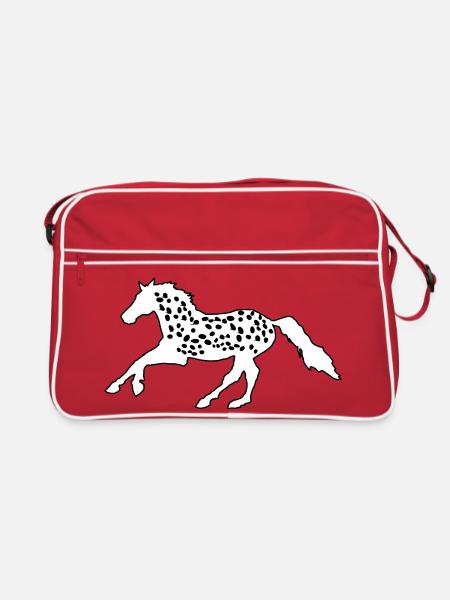Knabstrupper, Appaloosa, Noriker, Tigerschecke - Sac Retro - rouge/blanc - Devant