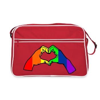 Rainbow hand love - Retro Bag - red/white - Front