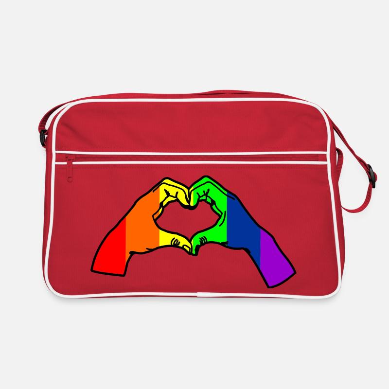 Rainbow hand love Retro Bag