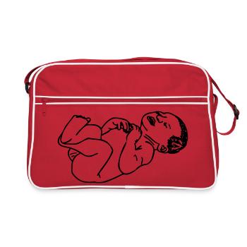 Neugeborenes Baby transparenter Schatten Illustration - Retro Tasche - Rot/Weiß - Vorne