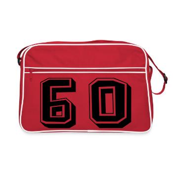 60. 60 YEARS. 60th ANNIVERSARY. 60TH BIRTHDAY. - Retro Bag - red/white - Front