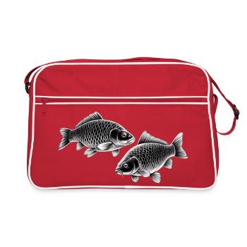 Dessin à la craie de la carpe - Sac Retro - rouge/blanc - Devant