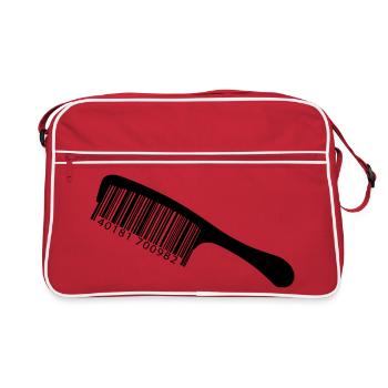 Illustrationskamm mit Barcode - Retro Tasche - Rot/Weiß - Vorne