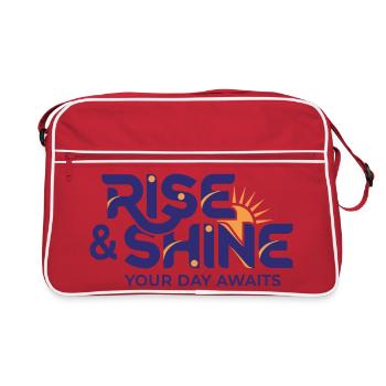 Aufwärts und leuchten – Ziele der Morgenroutine - Retro Tasche - Rot/Weiß - Vorne