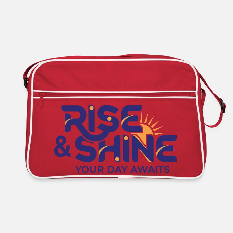 Aufwärts und leuchten – Ziele der Morgenroutine - Retro Tasche - Rot/Weiß