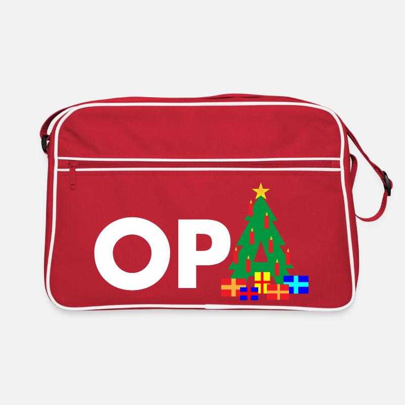 Opa Weihnachtsbaum - Retro Tasche - Rot/Weiß