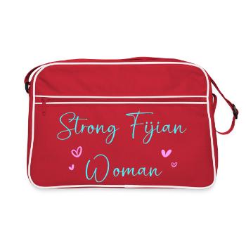 Fiji Fiji Fiji Fiji Fidschi Fidschi Fidschi - Retro Tasche - Rot/Weiß - Vorne
