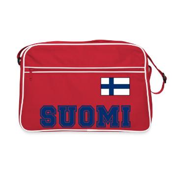 FINNLAND - SUOMI Trikot Look - Flagge auf Brust - Retro Tasche - Rot/Weiß - Vorne