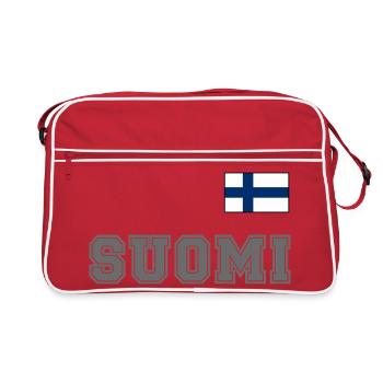 FINNLAND - SUOMI Trikot Look - Flagge auf Brust - Retro Tasche - Rot/Weiß - Vorne