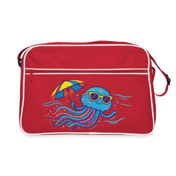 Jellyfish with parasol - Retro Bag - red/white - Front