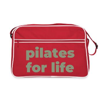 Pilates fürs Leben Typografik - Retro Tasche - Rot/Weiß - Vorne