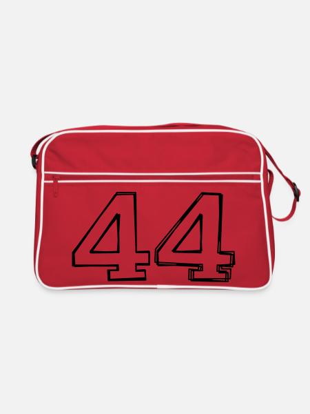 Zahl 44 handgezeichnet - Retro Tasche - Rot/Weiß