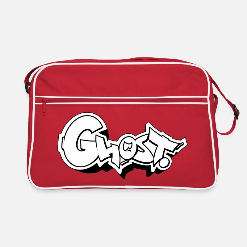 Ghost Graffiti Stil Typografie Design - Retro Tasche - Rot/Weiß