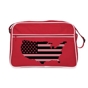 Karte der Vereinigten Staaten - Retro Tasche - Rot/Weiß - Vorne