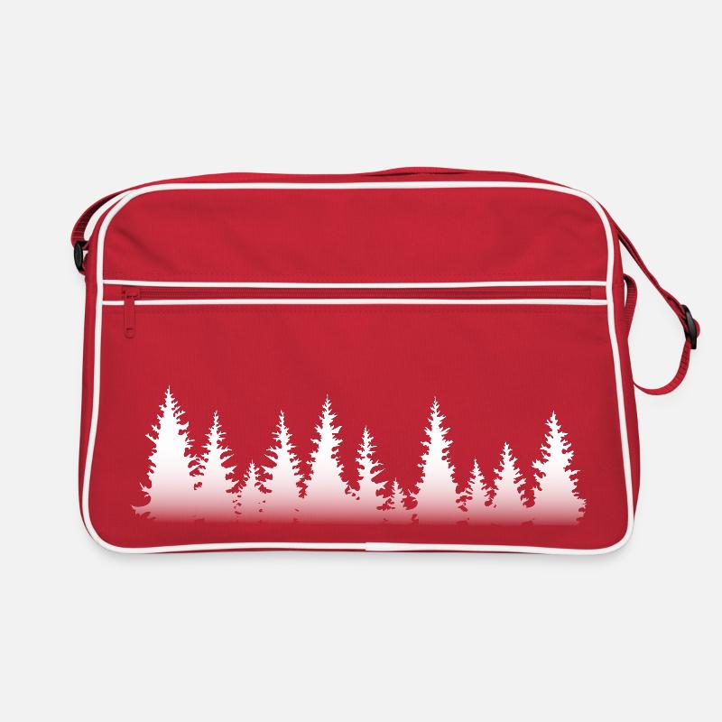 Foret de sapins enneigés - Sac Retro - rouge/blanc