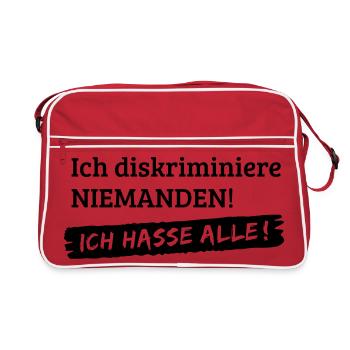 No discrimination - I hate all [1c] - Retro Bag - red/white - Front