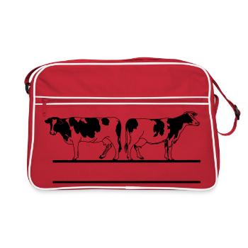 Cow monogram transparent - Retro Bag - red/white - Front