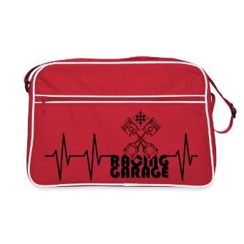 racing garage puls flagge Autos Kolben Auto icon - Retro Tasche - Rot/Weiß - Vorne