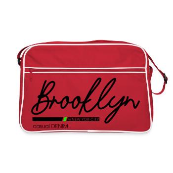 Minimalistische Gestaltung der Berglandschaft - Retro Tasche - Rot/Weiß - Vorne