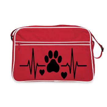 Heartbeat Paw - Minimal Pet Lover Design for Dog - Retro Bag - red/white - Front