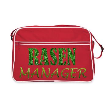 Rasenmanager Platzwart Greenkeeper Fußball Garten - Retro Tasche - Rot/Weiß - Vorne